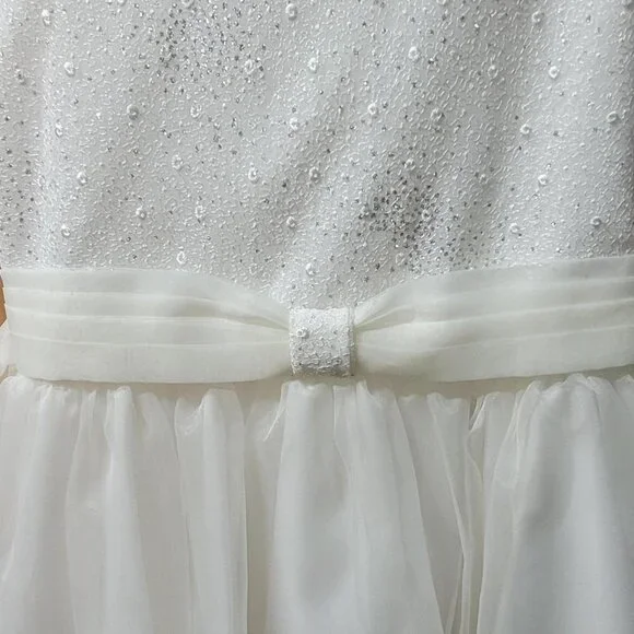 Elegant White Lace and Tulle Dress with Bow - Size 12 - Picture 4 of 4